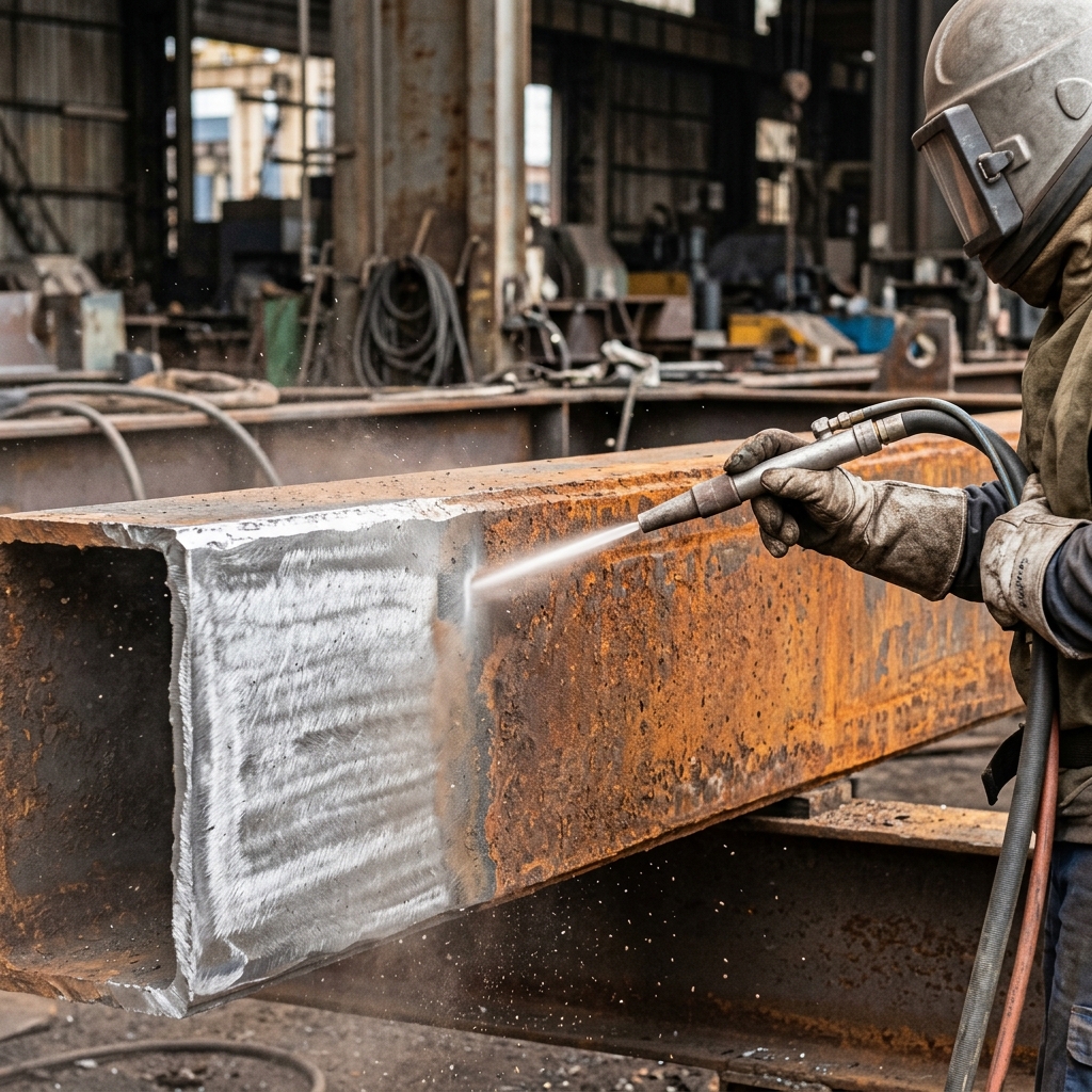 Rustfjerning på metallkonstruksjon
